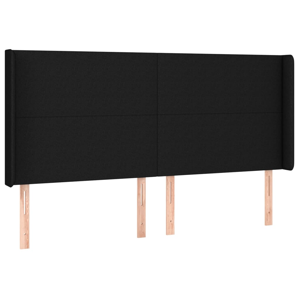 Uzglavlje s ušima crno 203x16x118/128 cm od tkanine