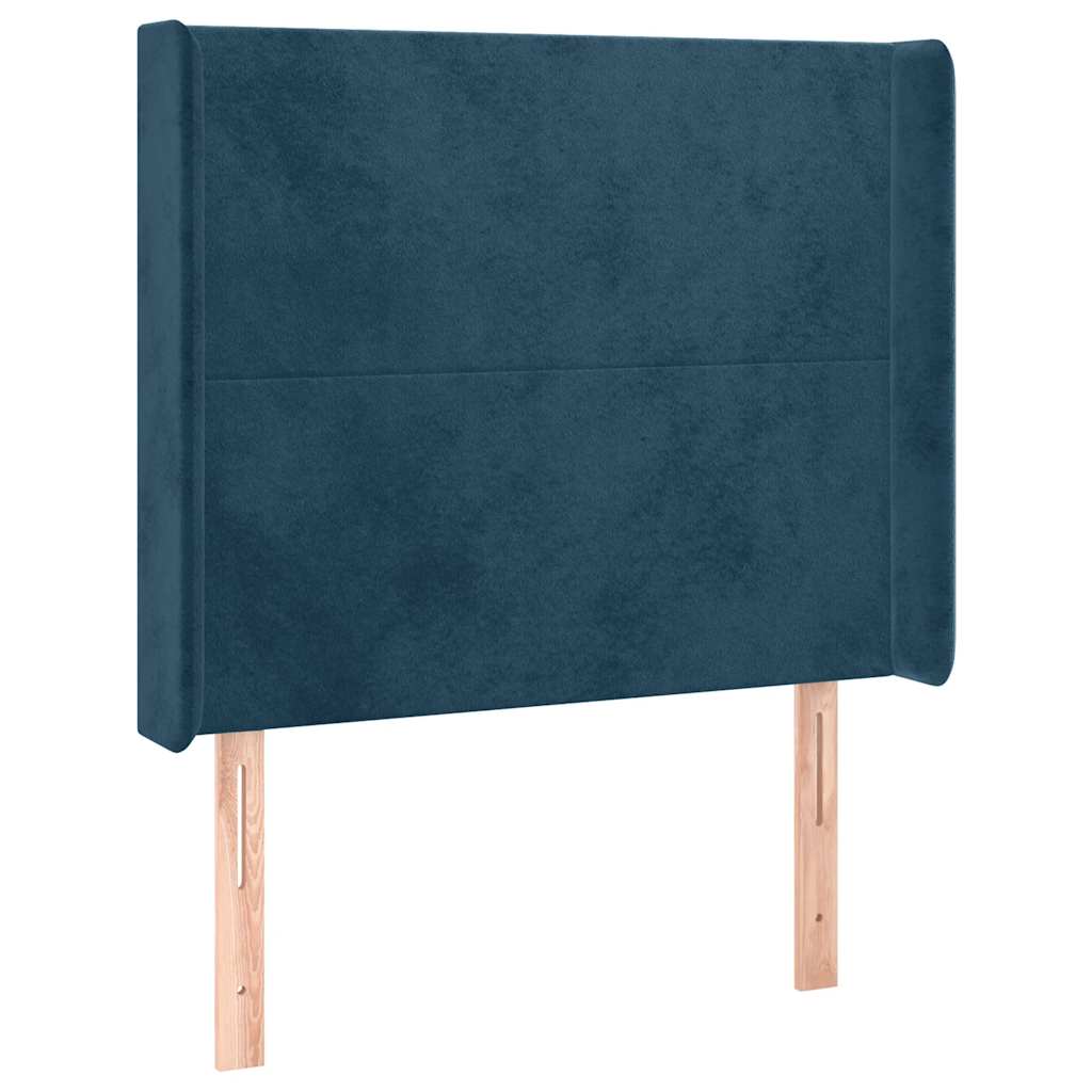Uzglavlje s ušima tamnoplavo 83x16x118/128 cm baršunasto