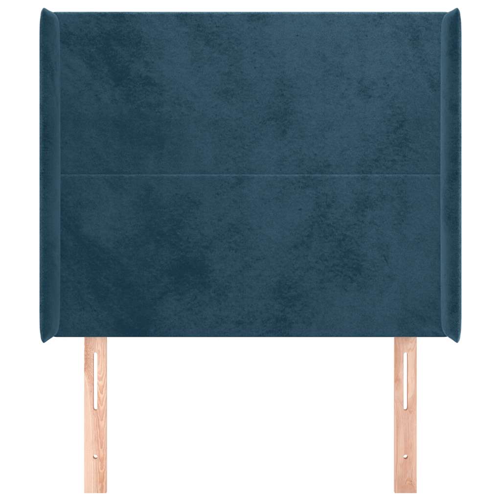 Uzglavlje s ušima tamnoplavo 83x16x118/128 cm baršunasto