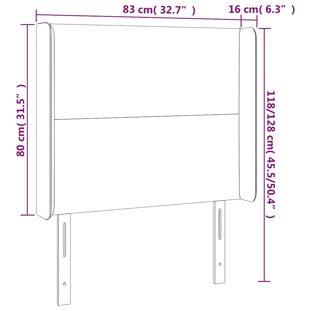 Uzglavlje s ušima tamnoplavo 83x16x118/128 cm baršunasto