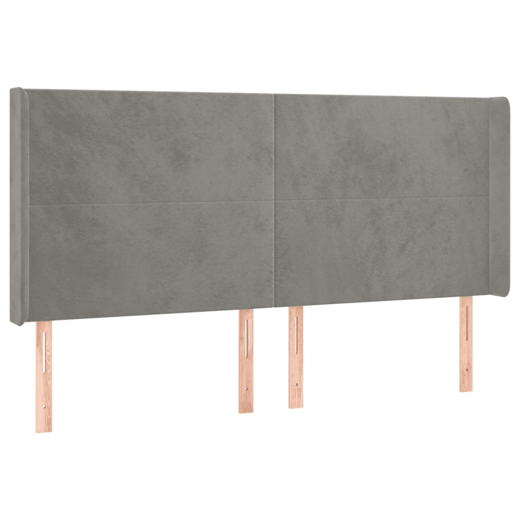 Uzglavlje s ušima svjetlosivo 163x16x118/128 cm baršunasto