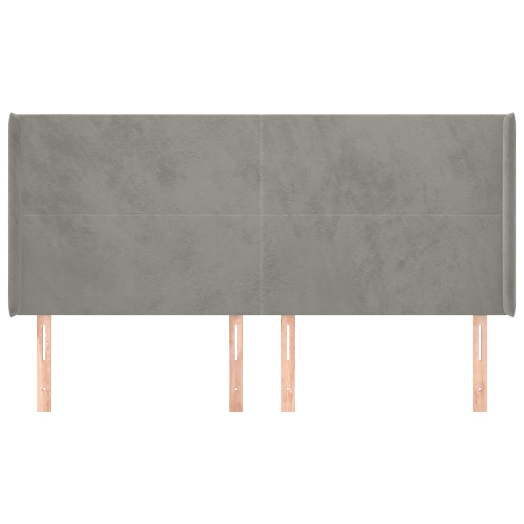 Uzglavlje s ušima svjetlosivo 163x16x118/128 cm baršunasto