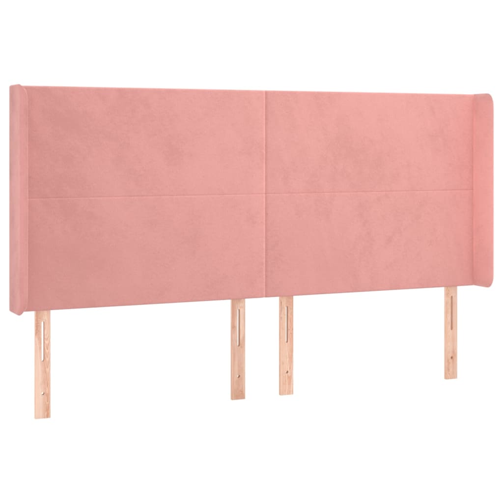 Uzglavlje s ušima ružičasto 203x16x118/128 cm baršunasto
