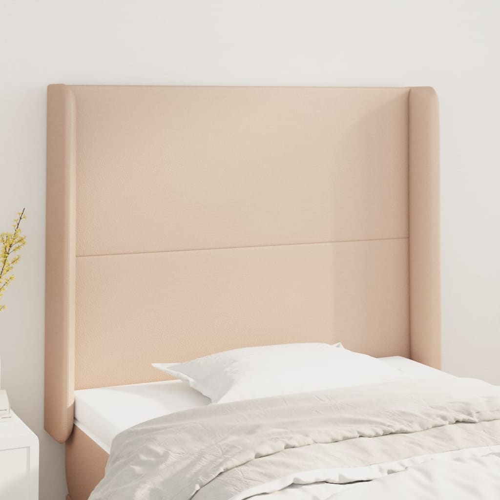 Uzglavlje s ušima boja cappuccina 93x16x118/128 cm umjetna koža