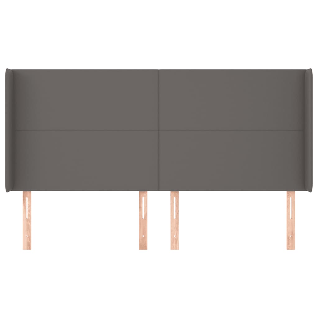 Uzglavlje s ušima sivo 203x16x118/128 cm od umjetne kože