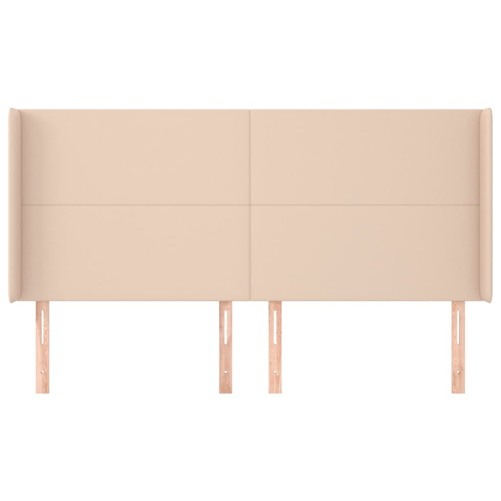 Uzglavlje s ušima boja cappuccina 203x16x118/128cm umjetna koža