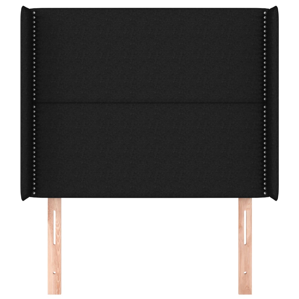 Uzglavlje s ušima crno 103x16x118/128 cm od tkanine