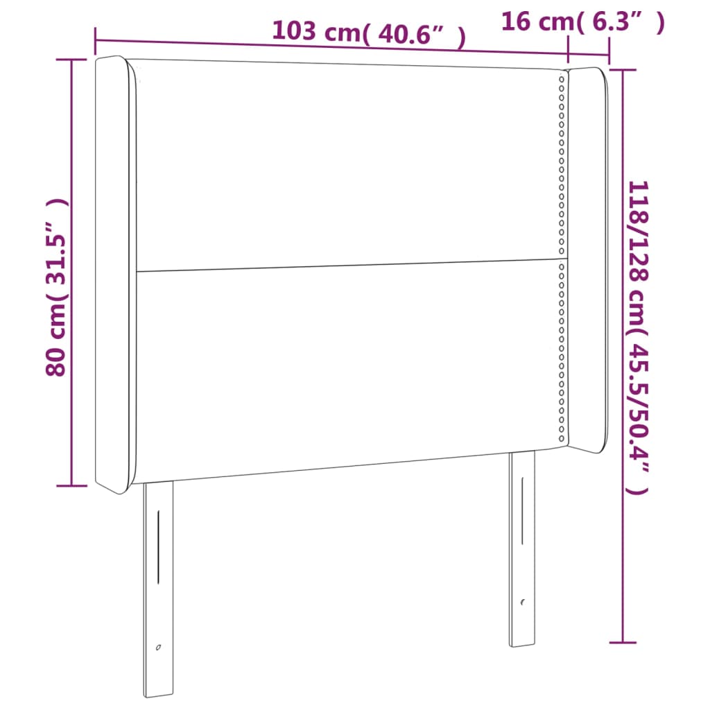 Uzglavlje s ušima plavo 103x16x118/128 cm od tkanine