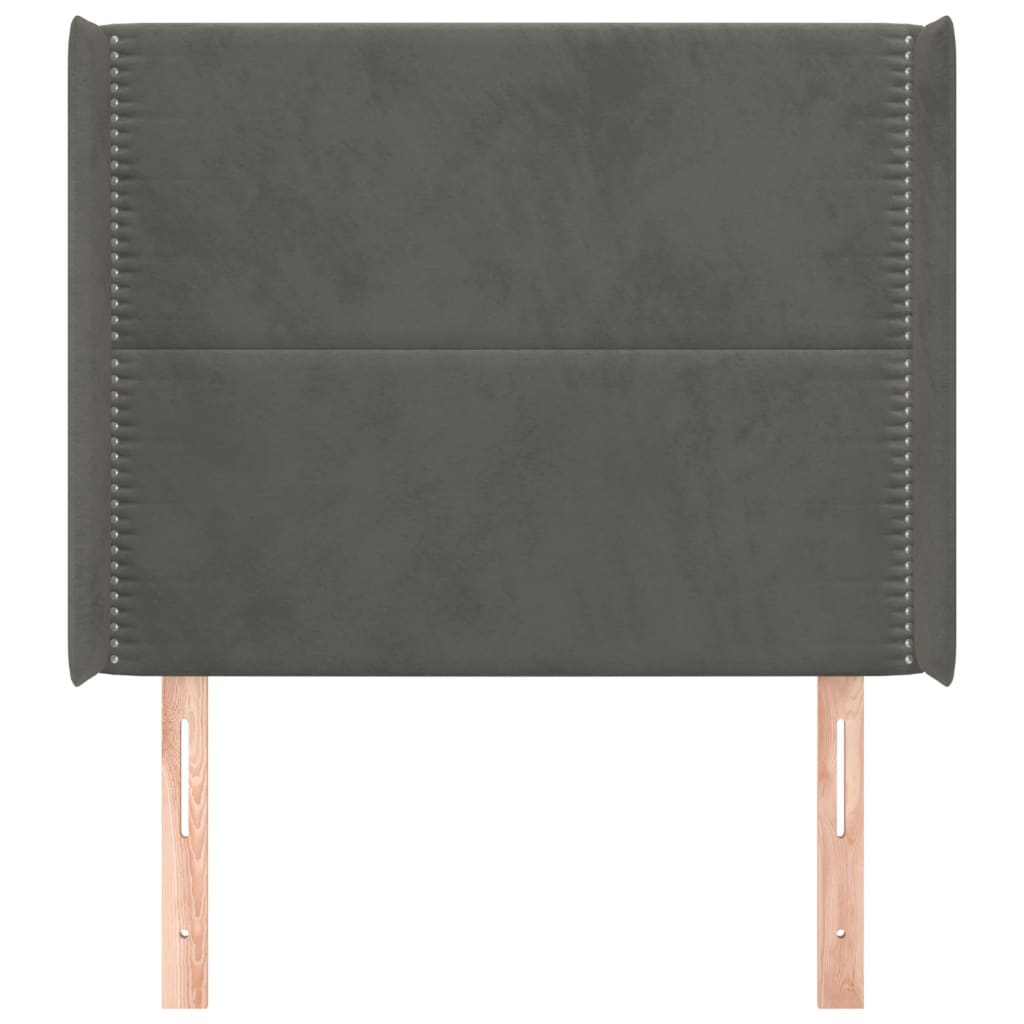 Uzglavlje s ušima tamnosivo 93x16x118/128 cm baršunasto