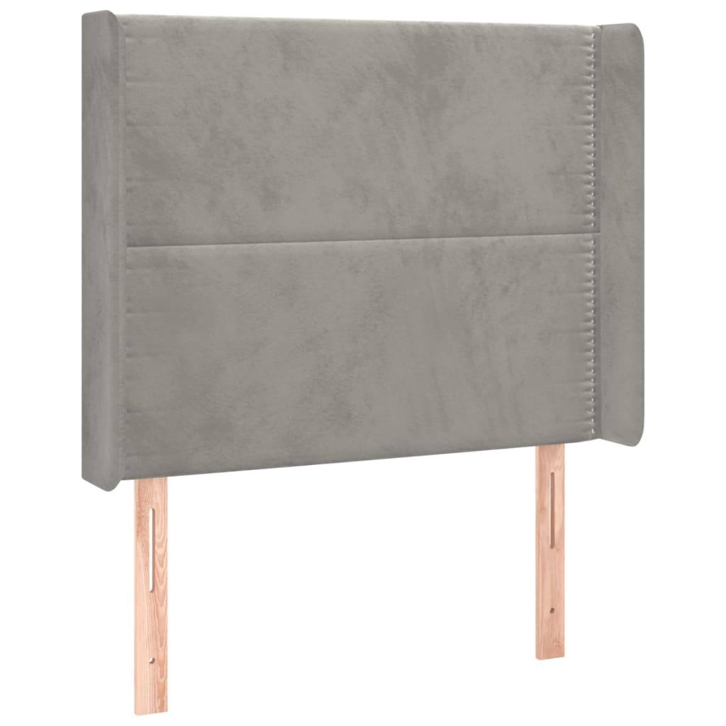 Uzglavlje s ušima svjetlosivo 103x16x118/128 cm baršunasto