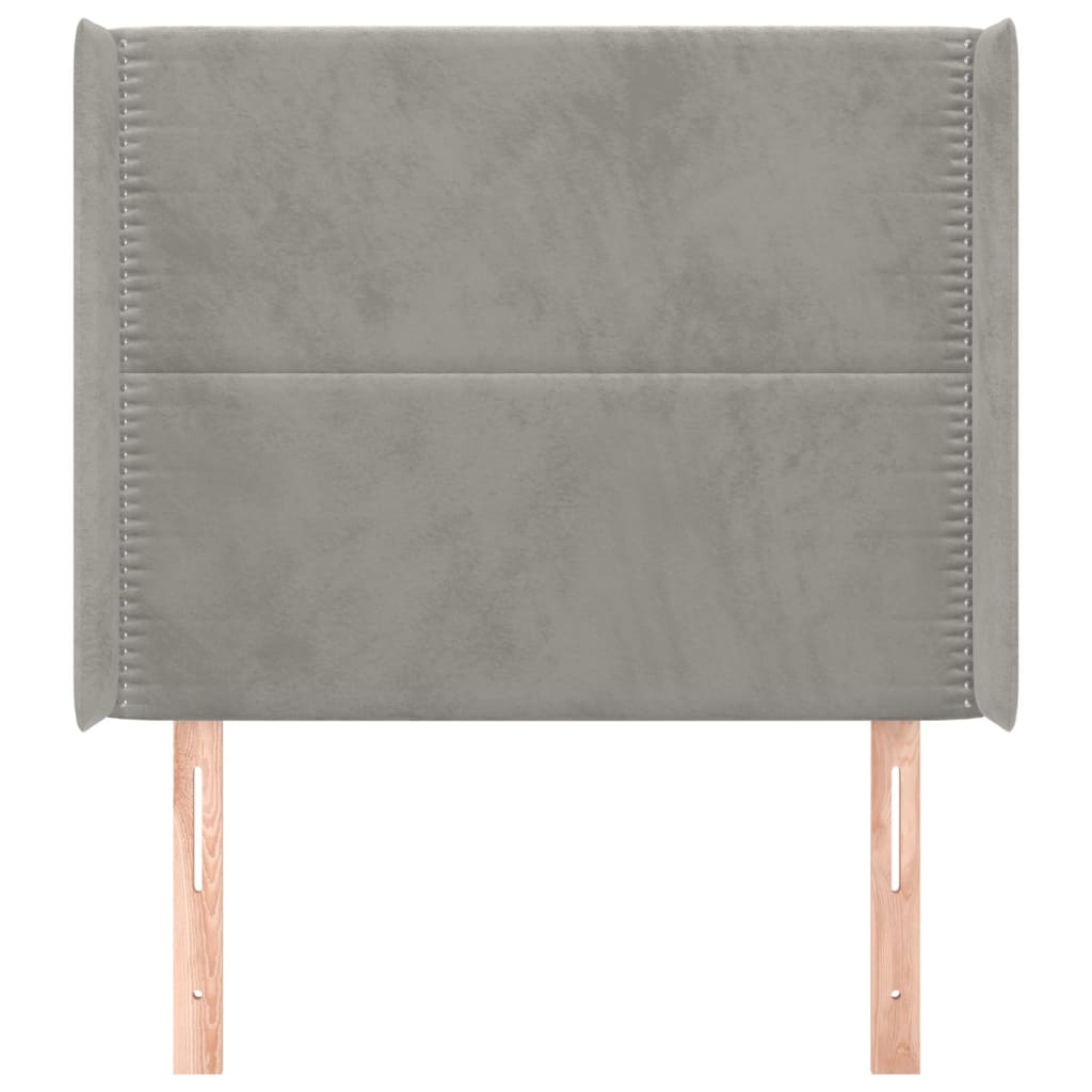 Uzglavlje s ušima svjetlosivo 103x16x118/128 cm baršunasto