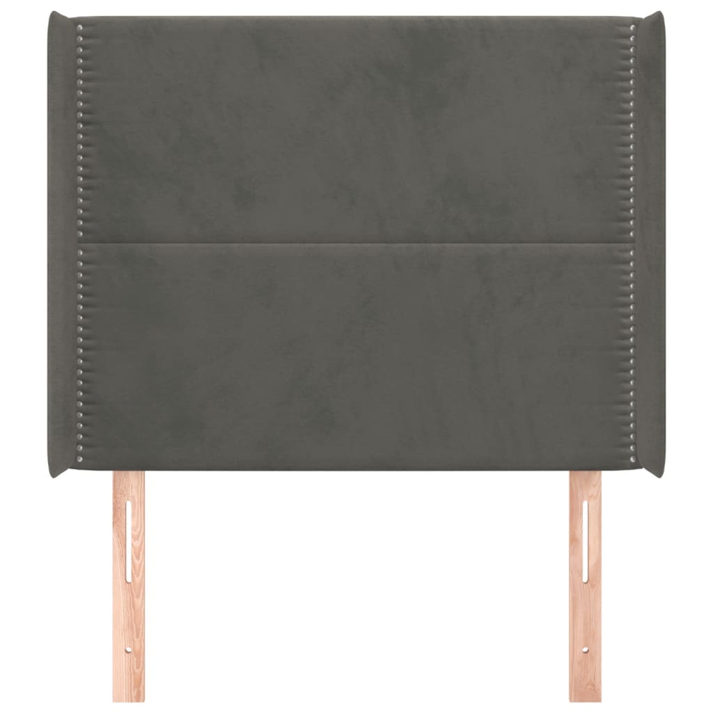 Uzglavlje s ušima tamnosivo 103x16x118/128 cm baršunasto