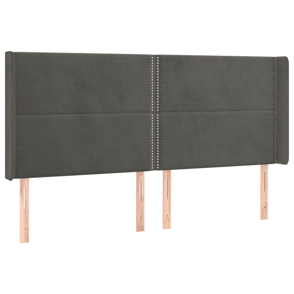 Uzglavlje s ušima tamnosivo 163x16x118/128 cm baršunasto