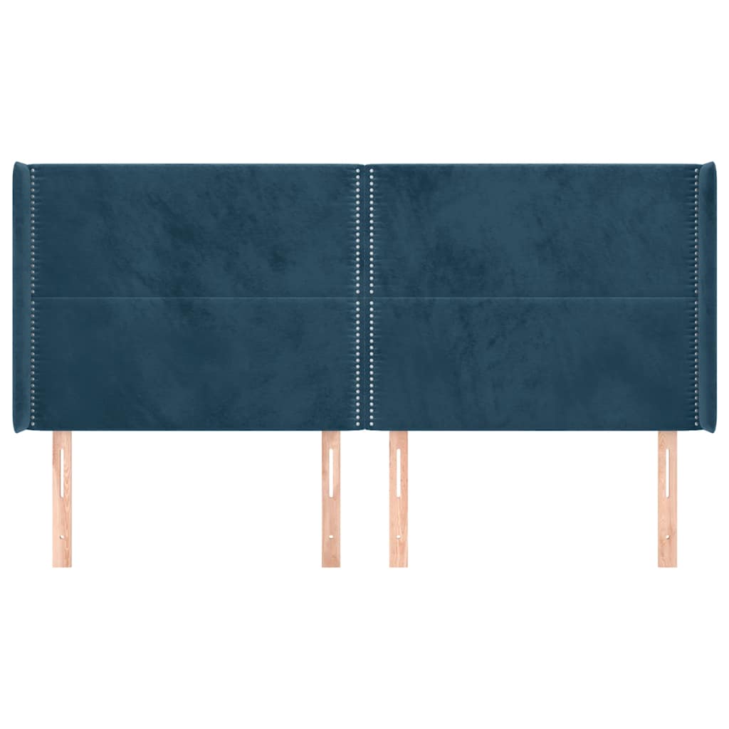 Uzglavlje s ušima tamnoplavo 163x16x118/128 cm baršunasto