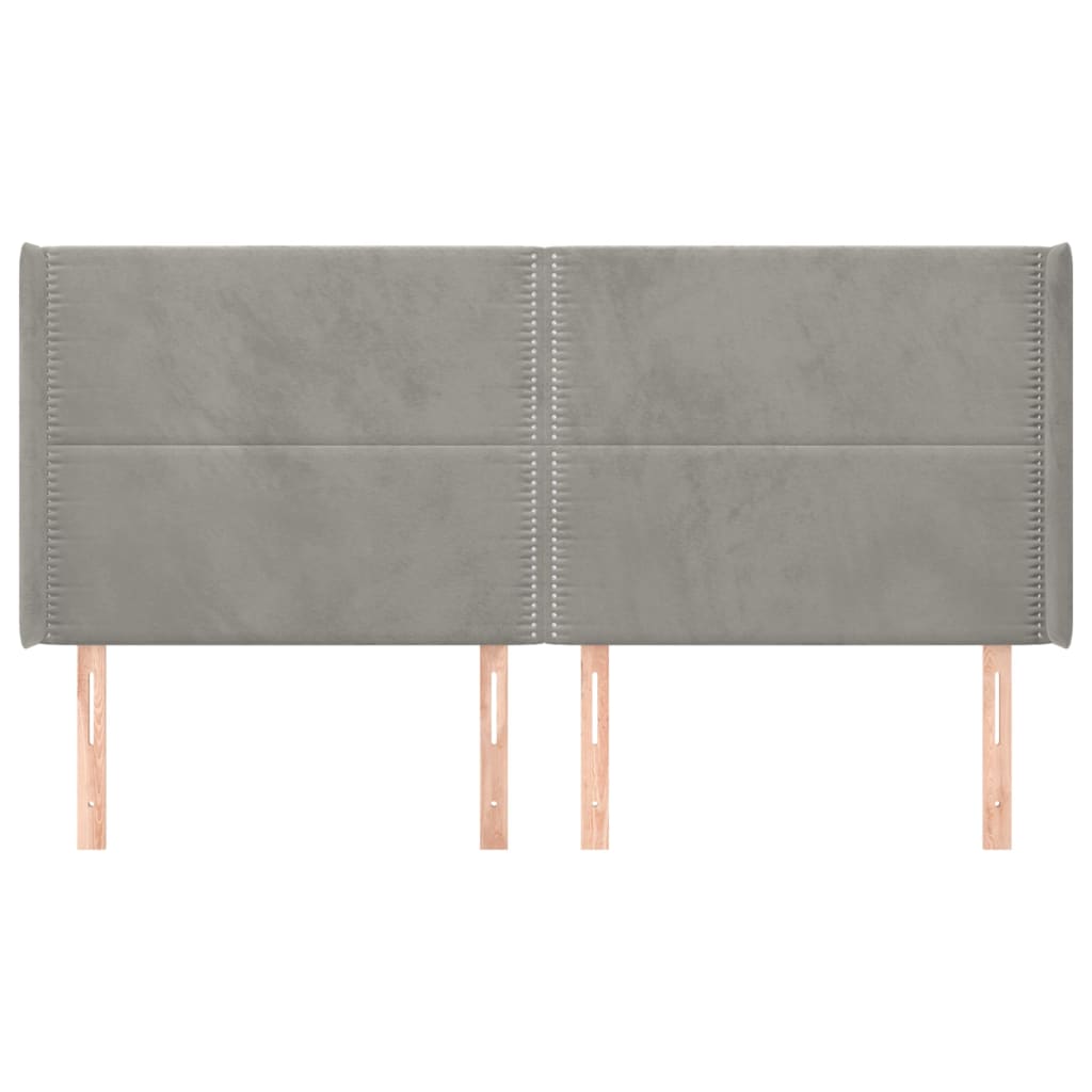 Uzglavlje s ušima svjetlosivo 203x16x118/128 cm baršunasto