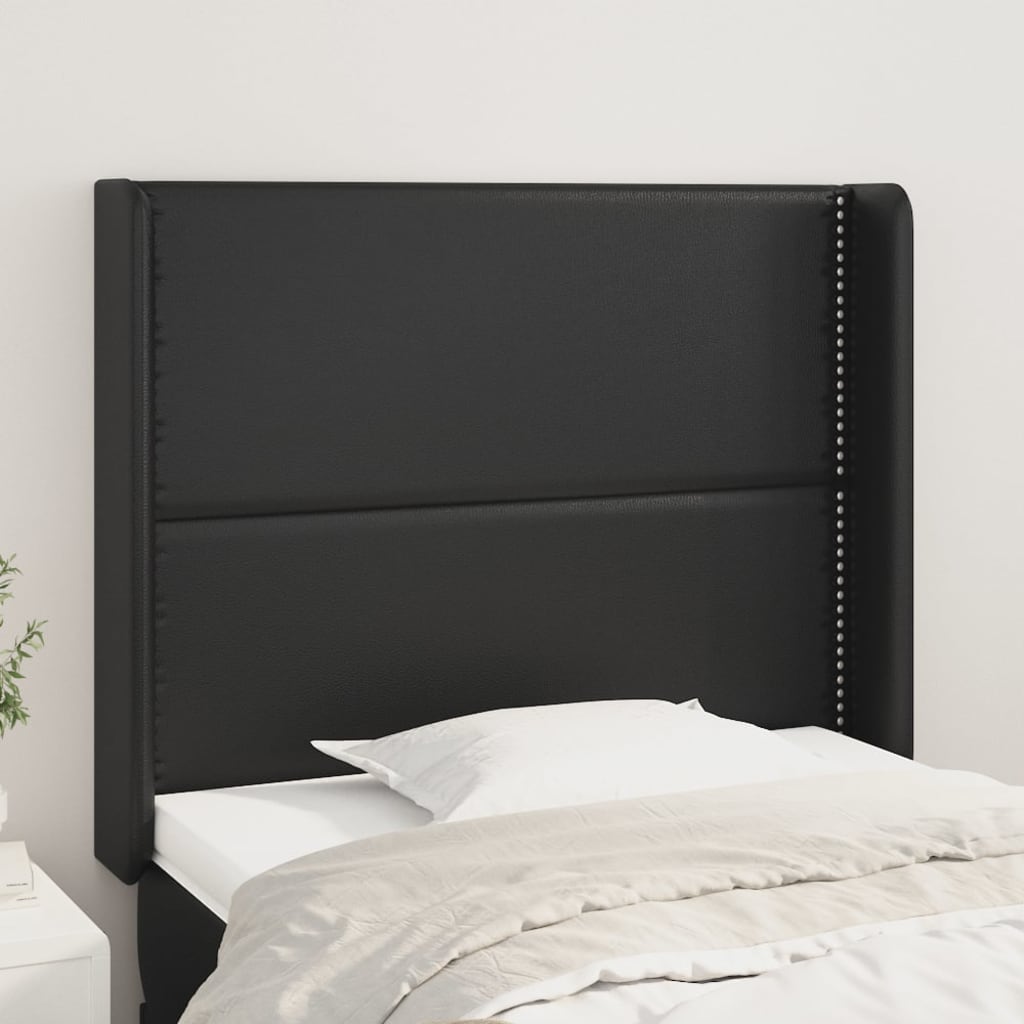 Uzglavlje s ušima crno 103x16x118/128 cm od umjetne kože