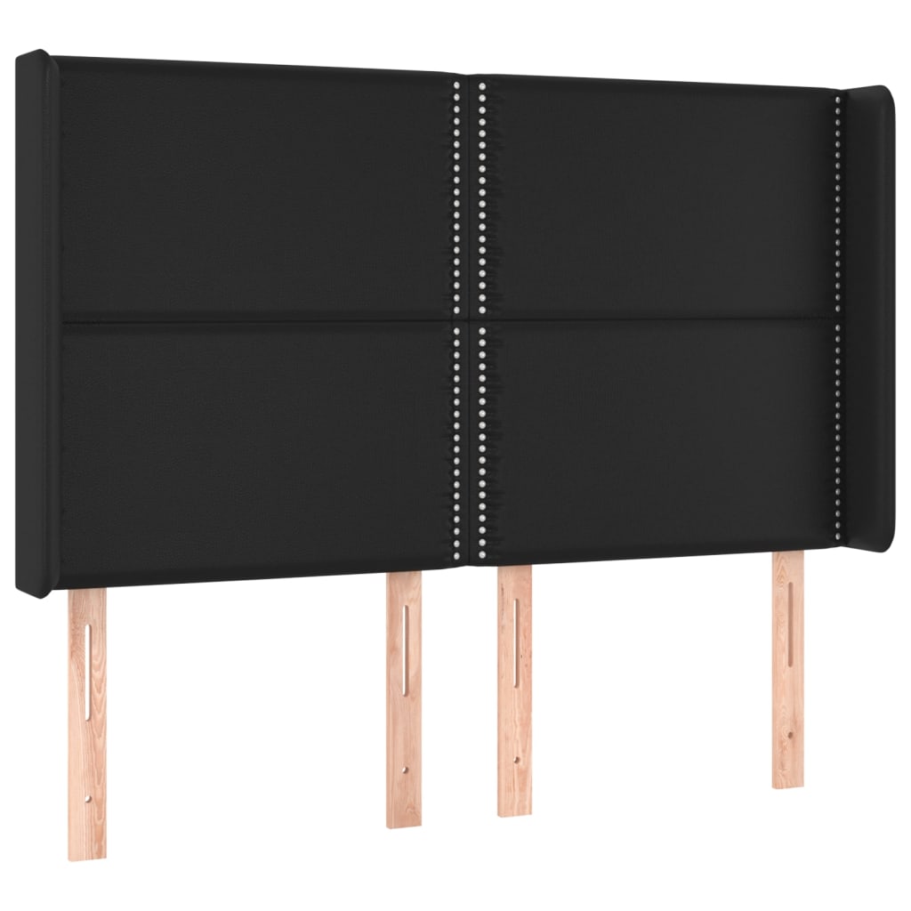 Uzglavlje s ušima crno 147x16x118/128 cm od umjetne kože
