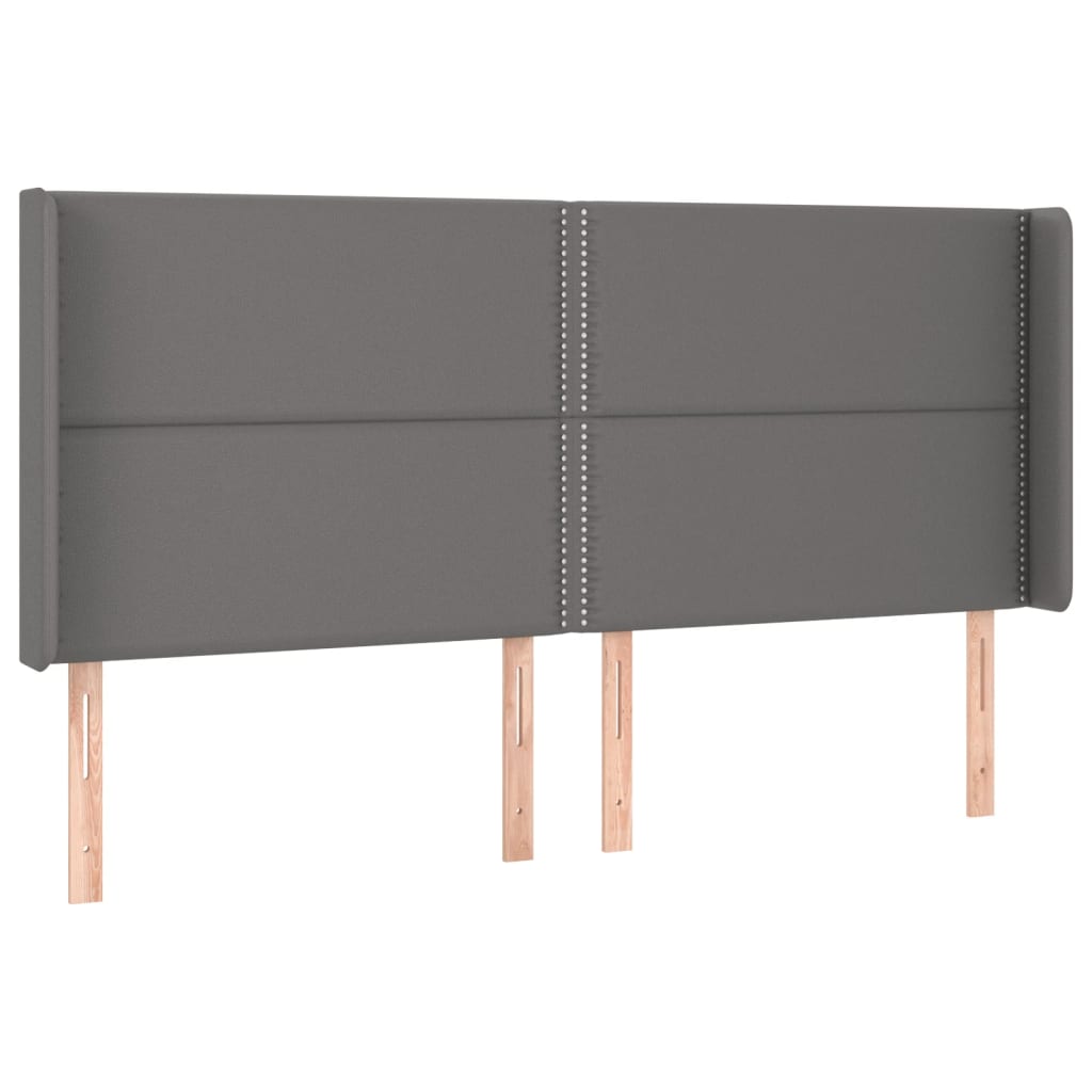 Uzglavlje s ušima sivo 203x16x118/128 cm od umjetne kože