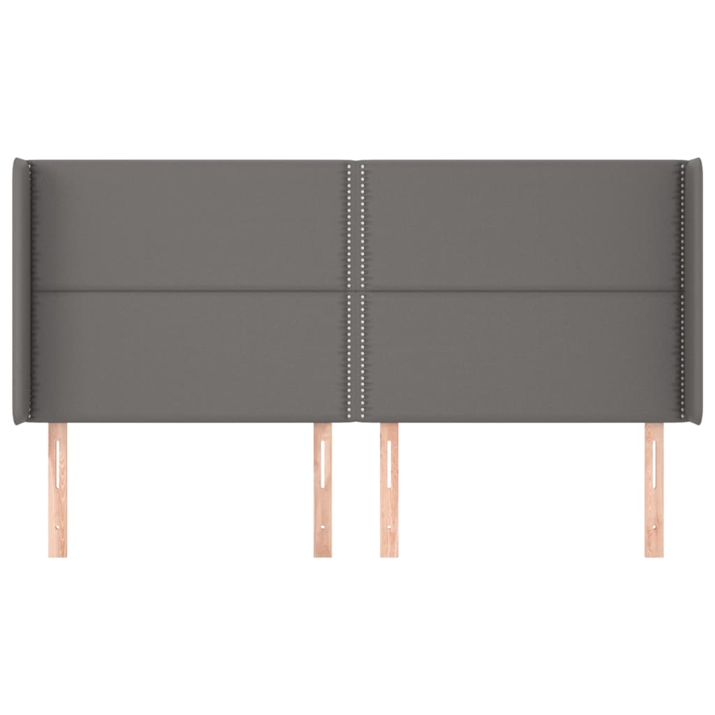 Uzglavlje s ušima sivo 203x16x118/128 cm od umjetne kože
