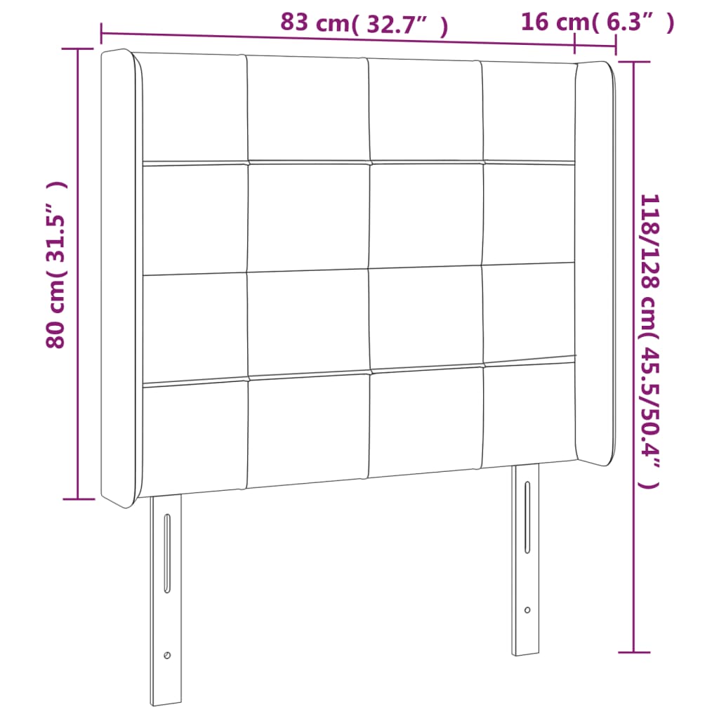 Uzglavlje s ušima krem 83x16x118/128 cm od tkanine