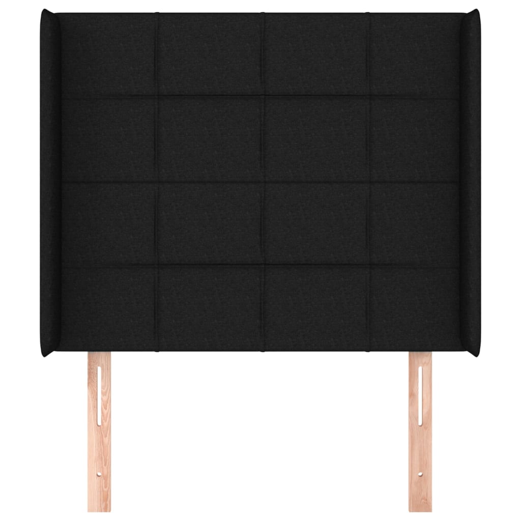 Uzglavlje s ušima crno 93x16x118/128 cm od tkanine