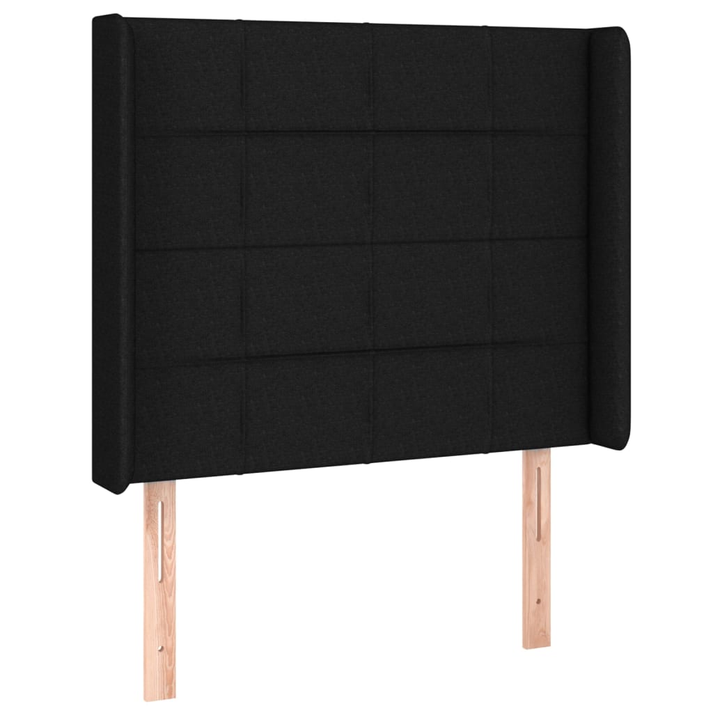 Uzglavlje s ušima crno 103x16x118/128 cm od tkanine