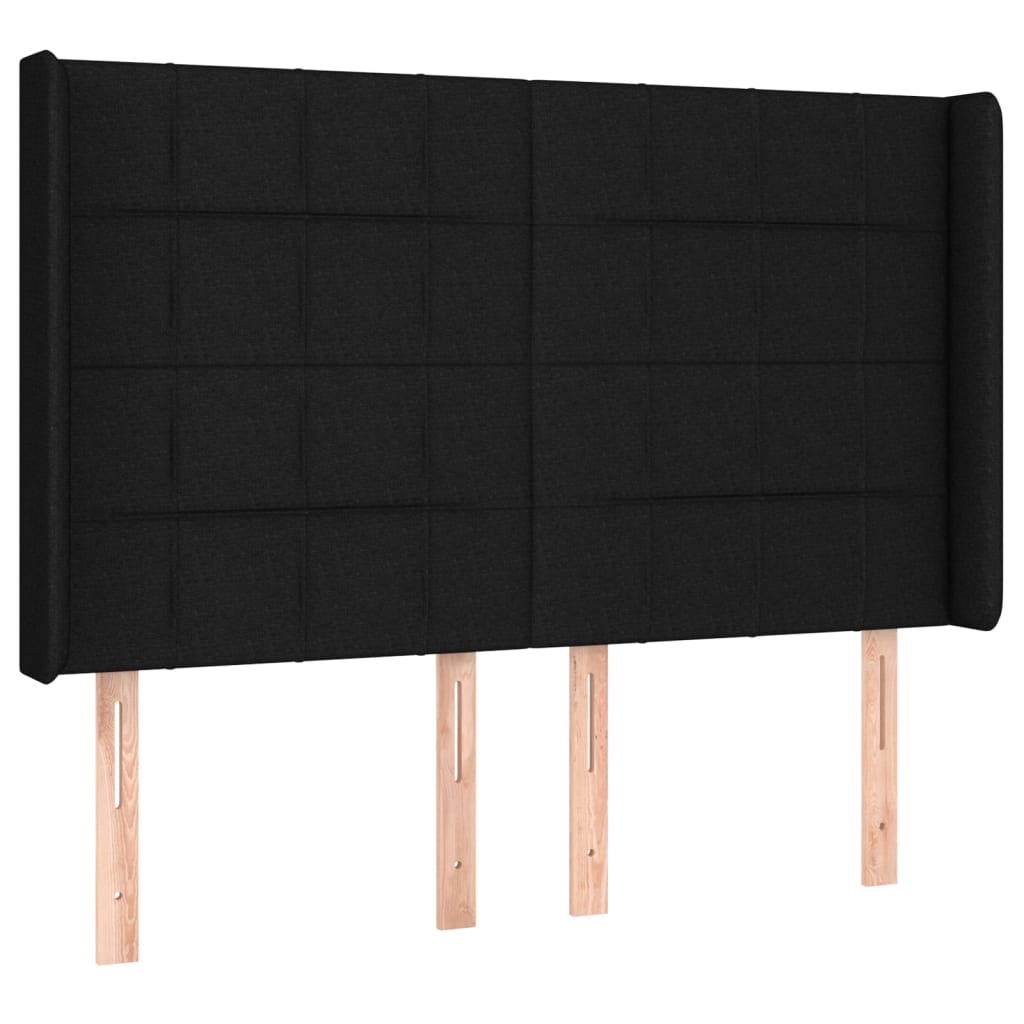 Uzglavlje s ušima crno 147x16x118/128 cm od tkanine