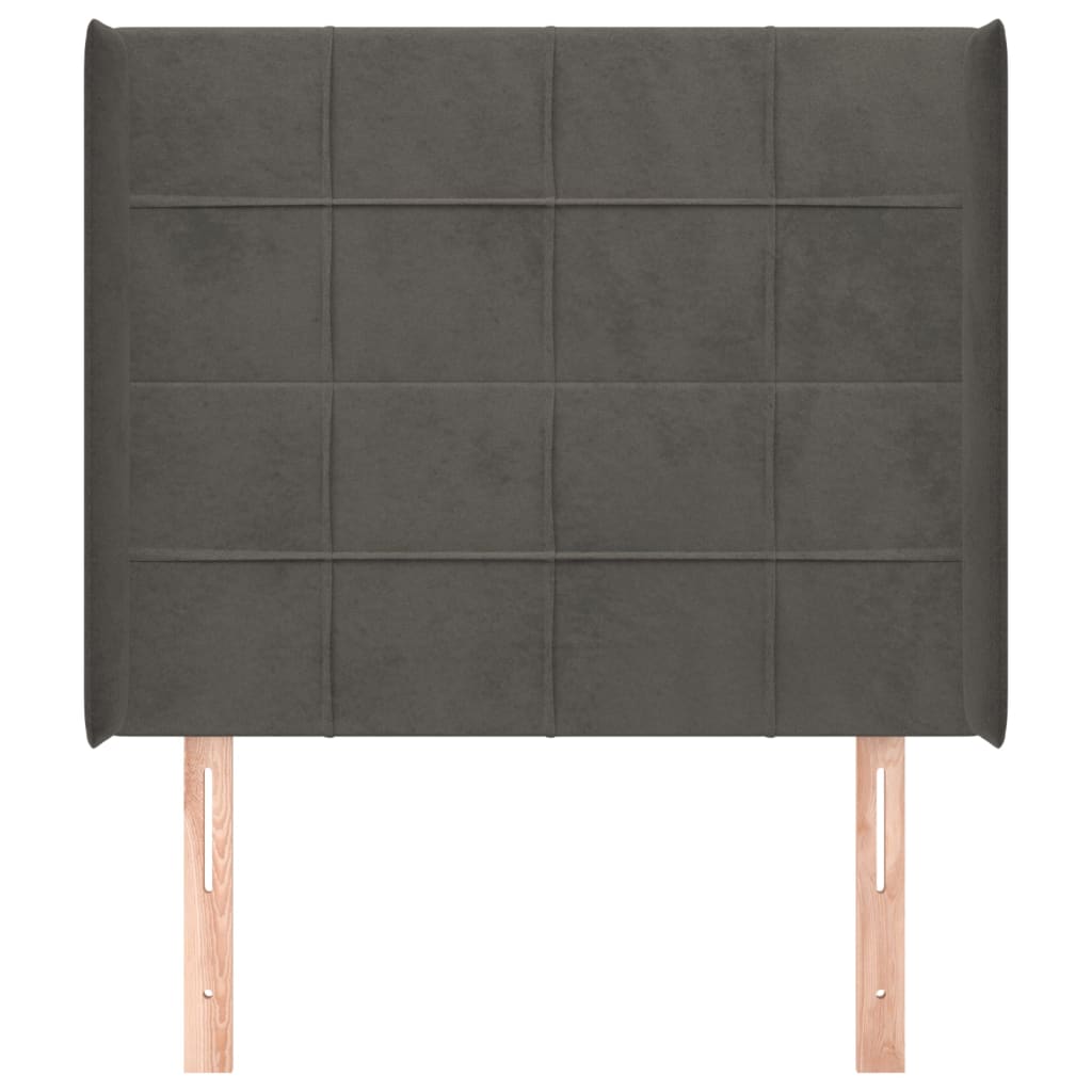 Uzglavlje s ušima tamnosivo 83x16x118/128 cm baršunasto