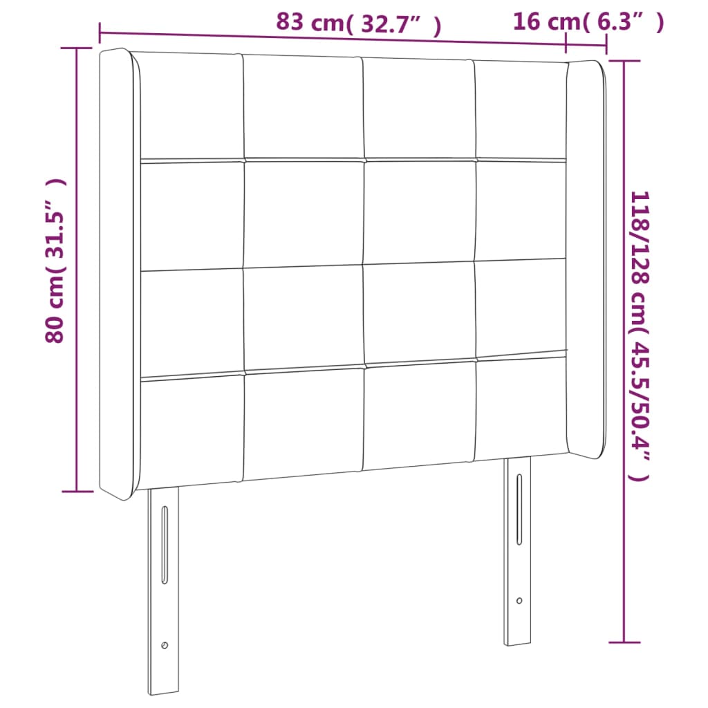 Uzglavlje s ušima ružičasto 83x16x118/128 cm baršunasto
