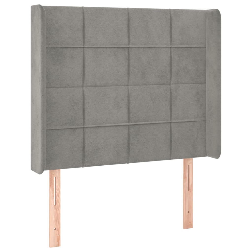 Uzglavlje s ušima svjetlosivo 103x16x118/128 cm baršunasto