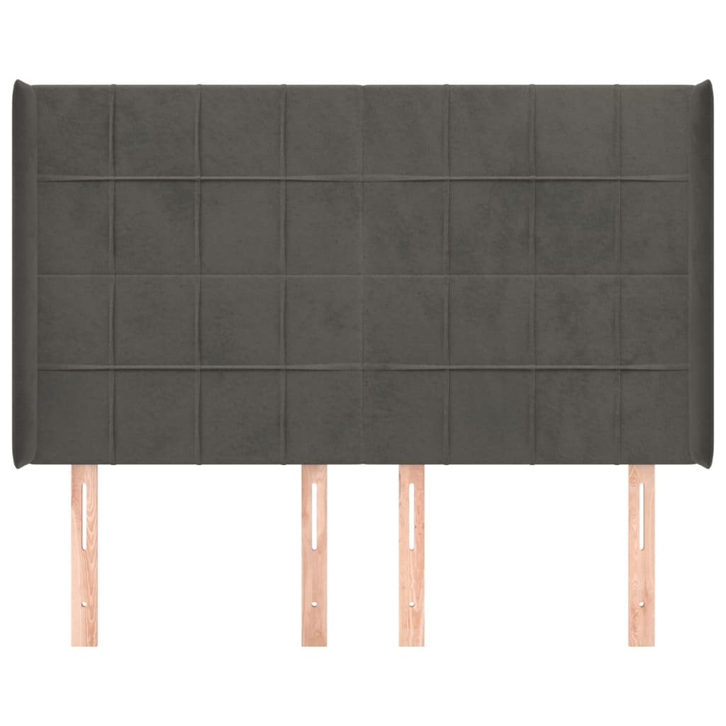 Uzglavlje s ušima tamnosivo 147x16x118/128 cm baršunasto