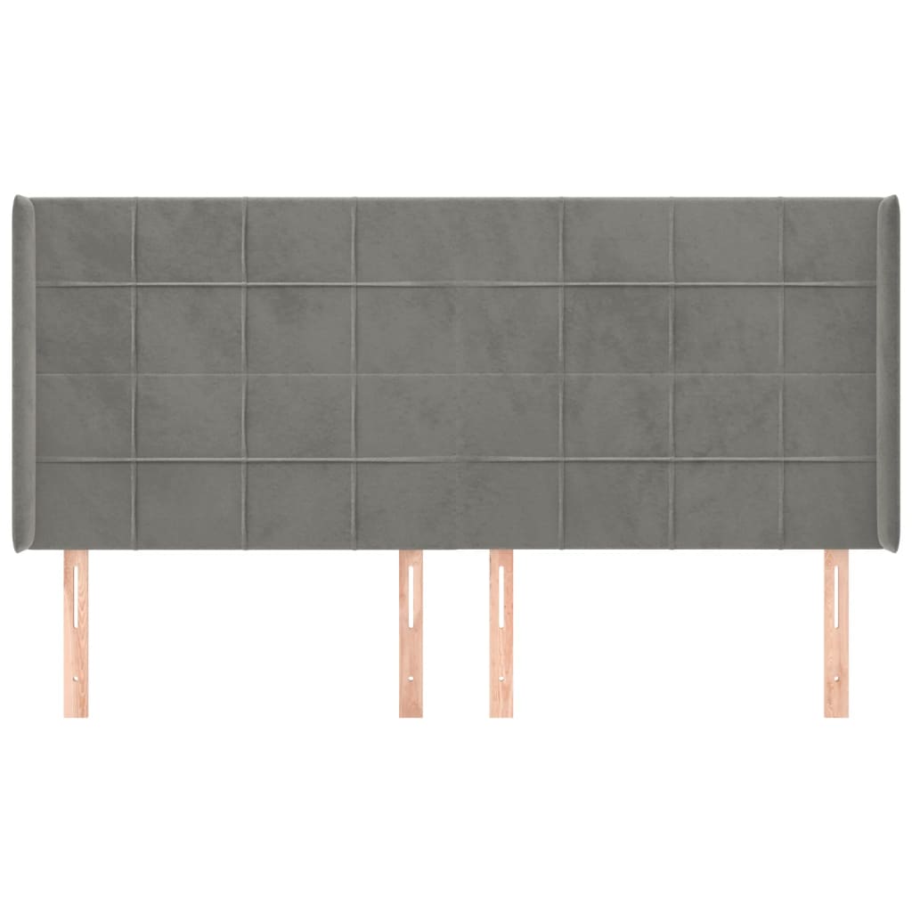 Uzglavlje s ušima svjetlosivo 163x16x118/128 cm baršunasto