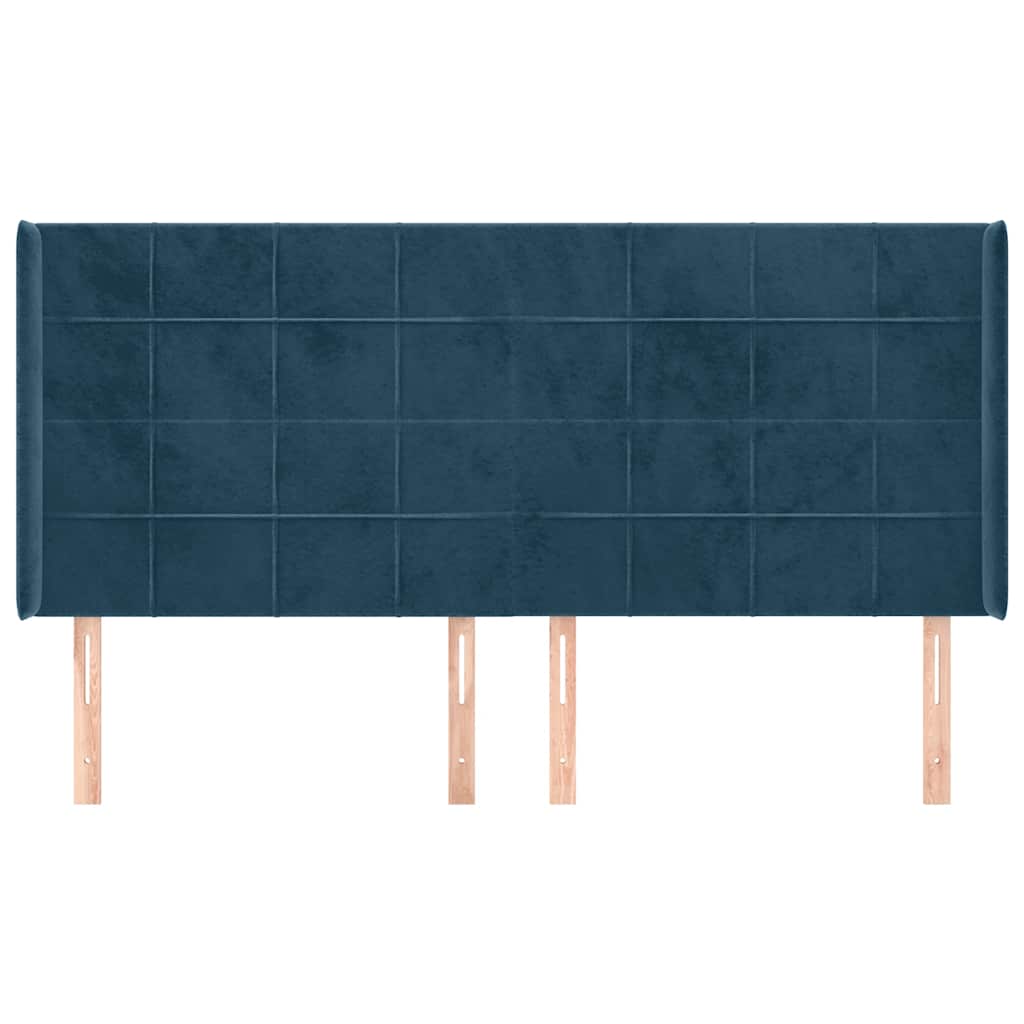 Uzglavlje s ušima tamnoplavo 203x16x118/128 cm baršunasto