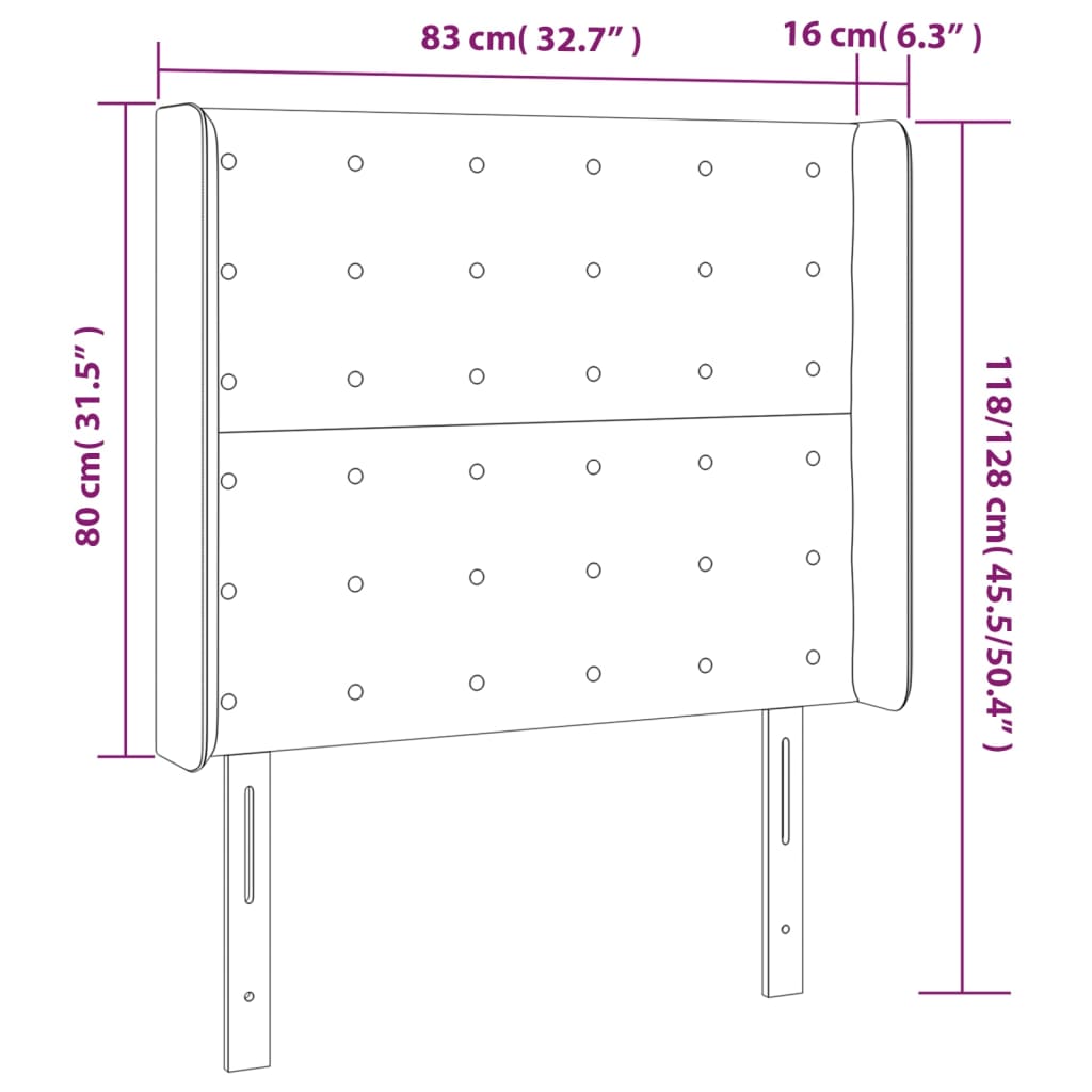 Uzglavlje s ušima bijelo 83x16x118/128 cm od umjetne kože