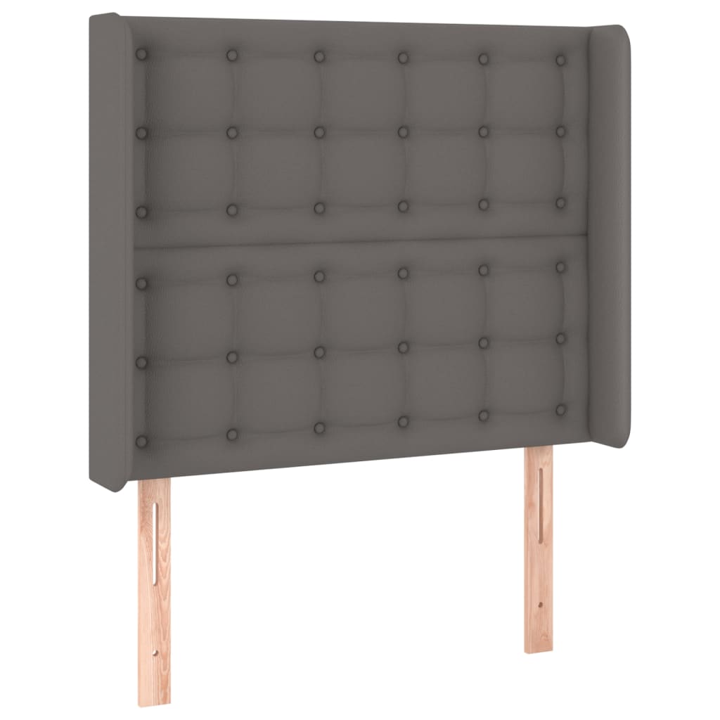 Uzglavlje s ušima sivo 83x16x118/128 cm od umjetne kože