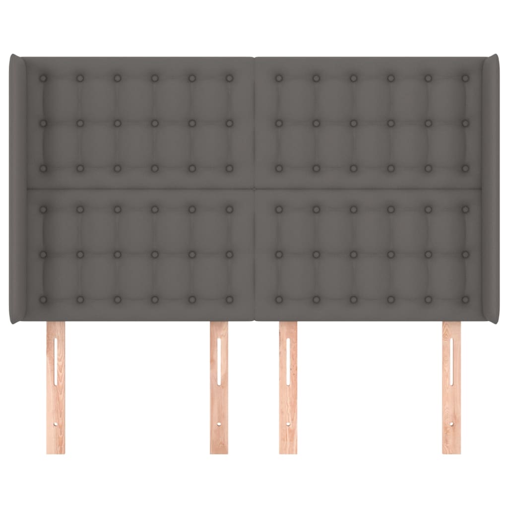 Uzglavlje s ušima sivo 147x16x118/128 cm od umjetne kože