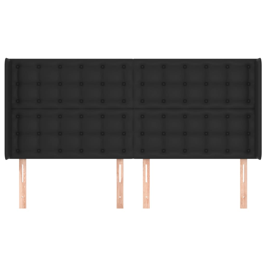 Uzglavlje s ušima crno 163x16x118/128 cm od umjetne kože