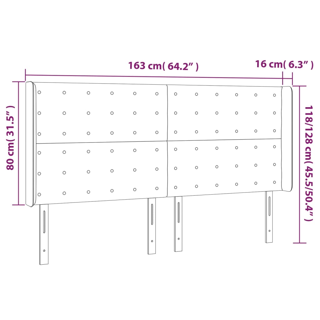 Uzglavlje s ušima krem 163x16x118/128 cm od umjetne kože