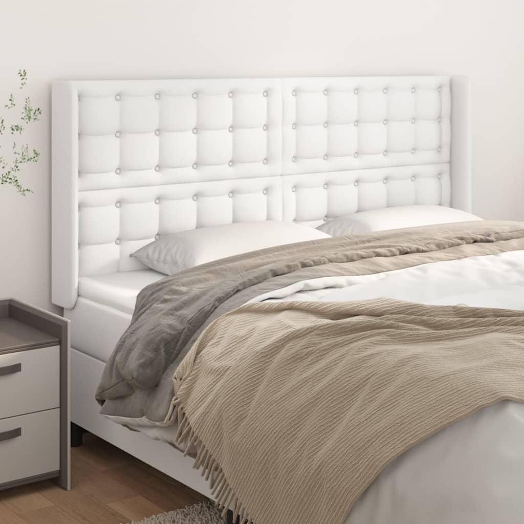 Uzglavlje s ušima bijelo 183x16x118/128 cm od umjetne kože