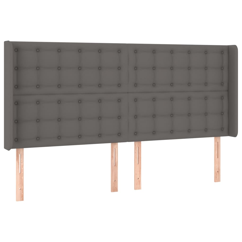 Uzglavlje s ušima sivo 183x16x118/128 cm od umjetne kože