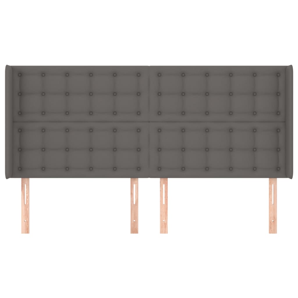 Uzglavlje s ušima sivo 183x16x118/128 cm od umjetne kože