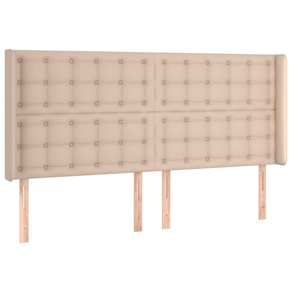 Uzglavlje s ušima boja cappuccina 183x16x118/128cm umjetna koža