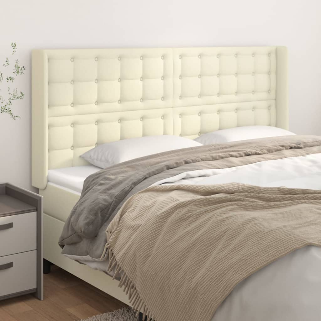 Uzglavlje s ušima krem 203x16x118/128 cm od umjetne kože