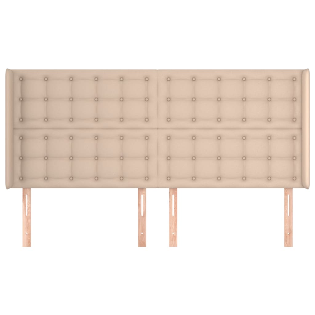 Uzglavlje s ušima boja cappuccina 203x16x118/128cm umjetna koža