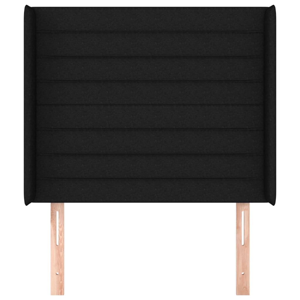 Uzglavlje s ušima crno 83x16x118/128 cm od tkanine