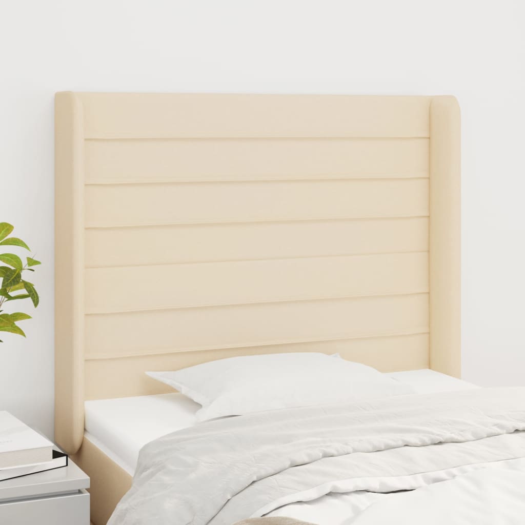 Uzglavlje s ušima krem 93x16x118/128 cm od tkanine
