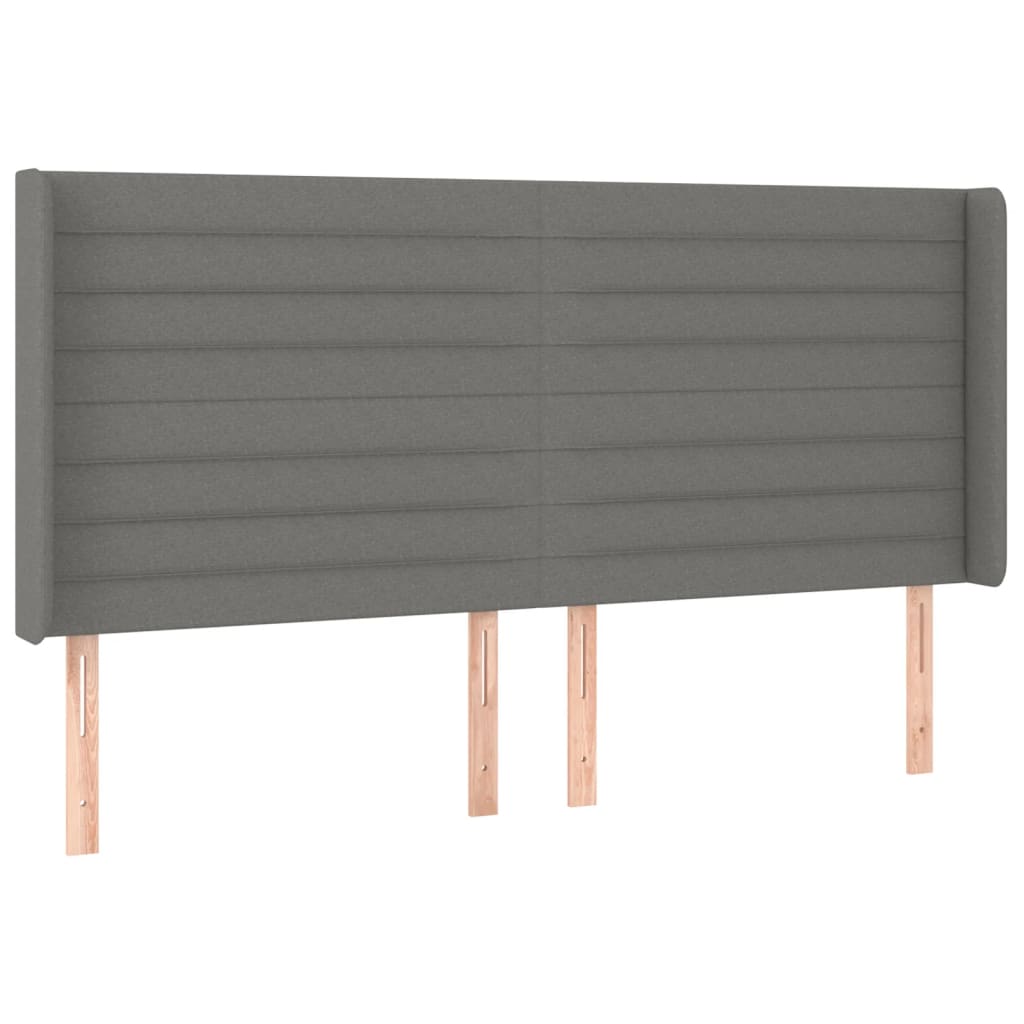 Uzglavlje s ušima tamnosivo 203x16x118/128 cm od tkanine