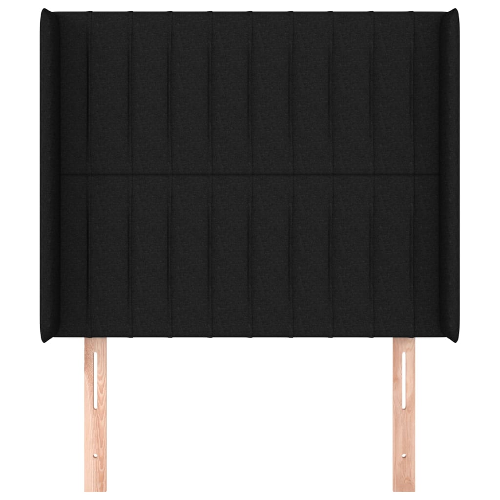 Uzglavlje s ušima crno 93x16x118/128 cm od tkanine