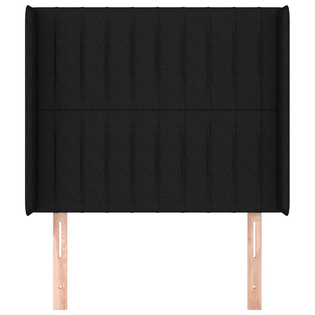 Uzglavlje s ušima crno 103x16x118/128 cm od tkanine