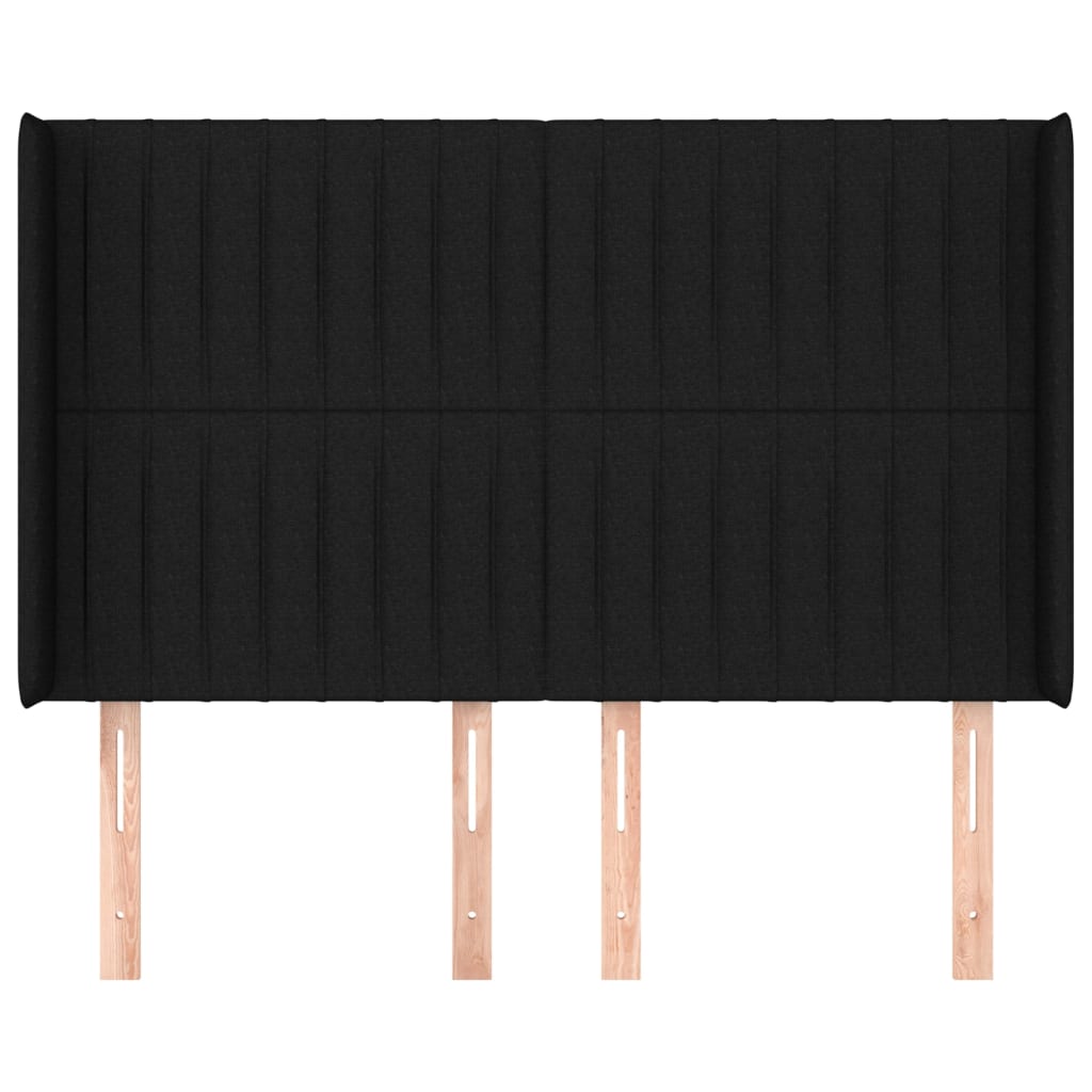 Uzglavlje s ušima crno 147x16x118/128 cm od tkanine